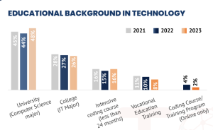 Vietnam IT workforce educational background. 