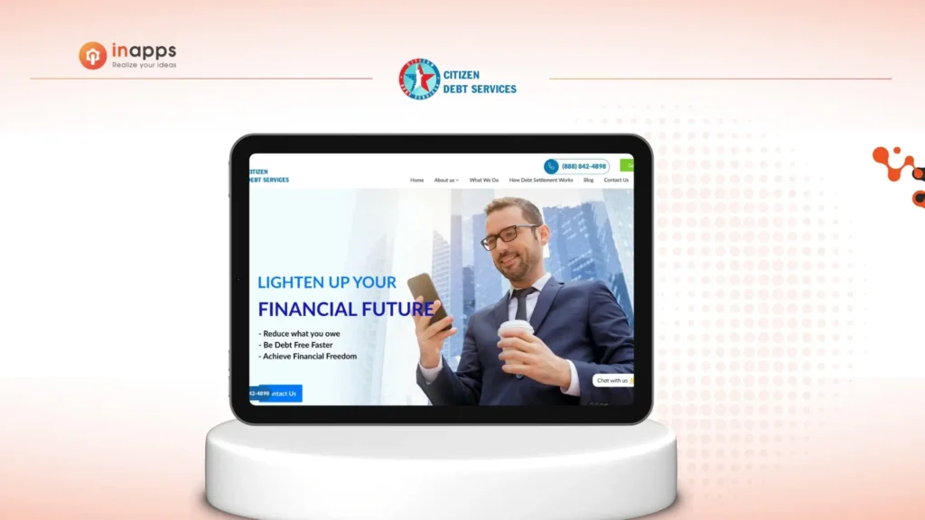 The Citizen Debt Services website shown on a laptop