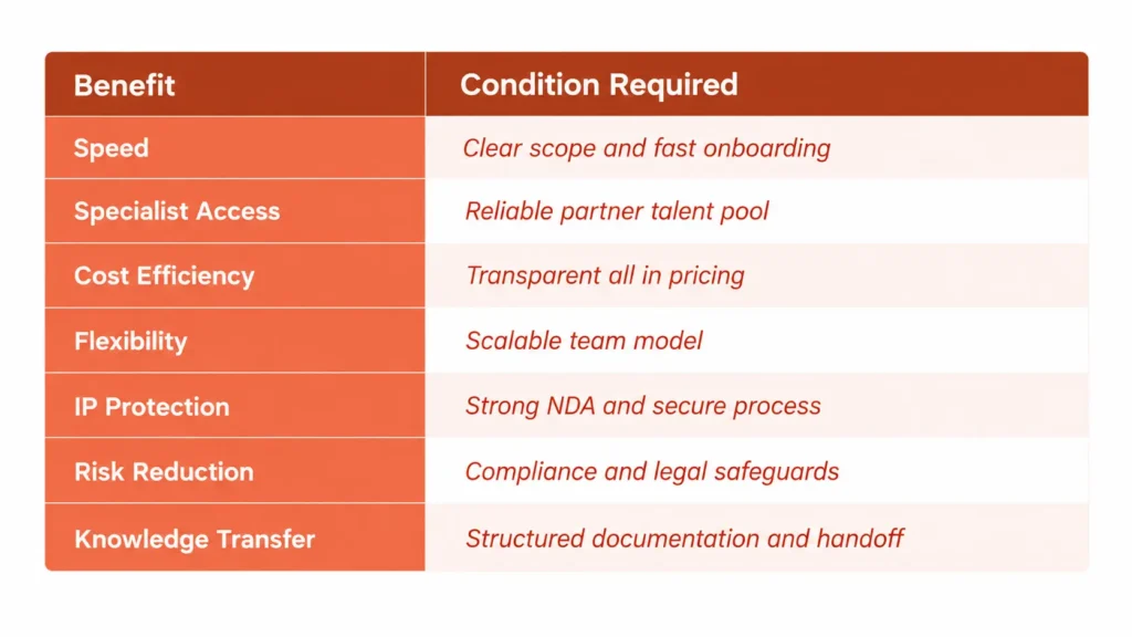 IT staff augmentation benefits and the conditions required for each to deliver real results