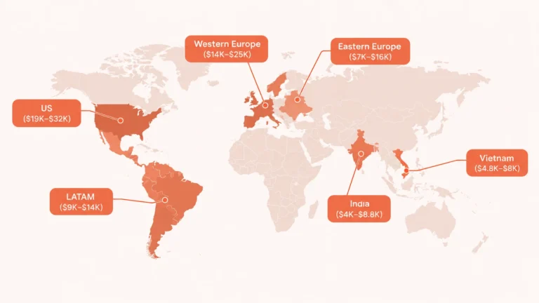 IT staff augmentation cost by region 2026 - monthly rates map for senior engineers