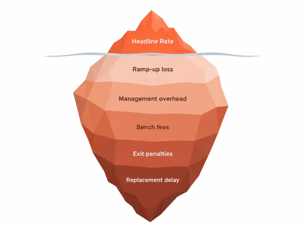 IT staff augmentation hidden costs iceberg - beyond the headline hourly rate